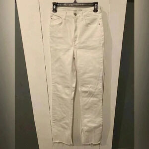 Zara High Waisted White Jeans